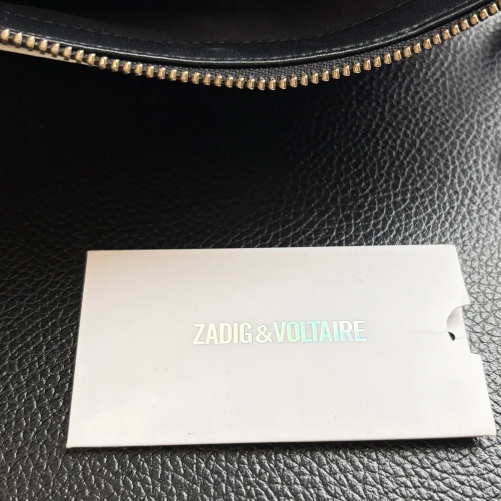Zadig and Voltaire white leather clutch bag black white woman motorcycle logo - Picture 7 of 11